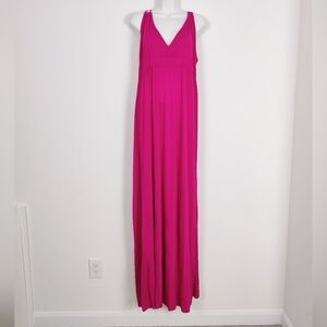 Old Navy Hot Pink Maxi Dress Braided Straps Size XXL Halter Top Empire Waist